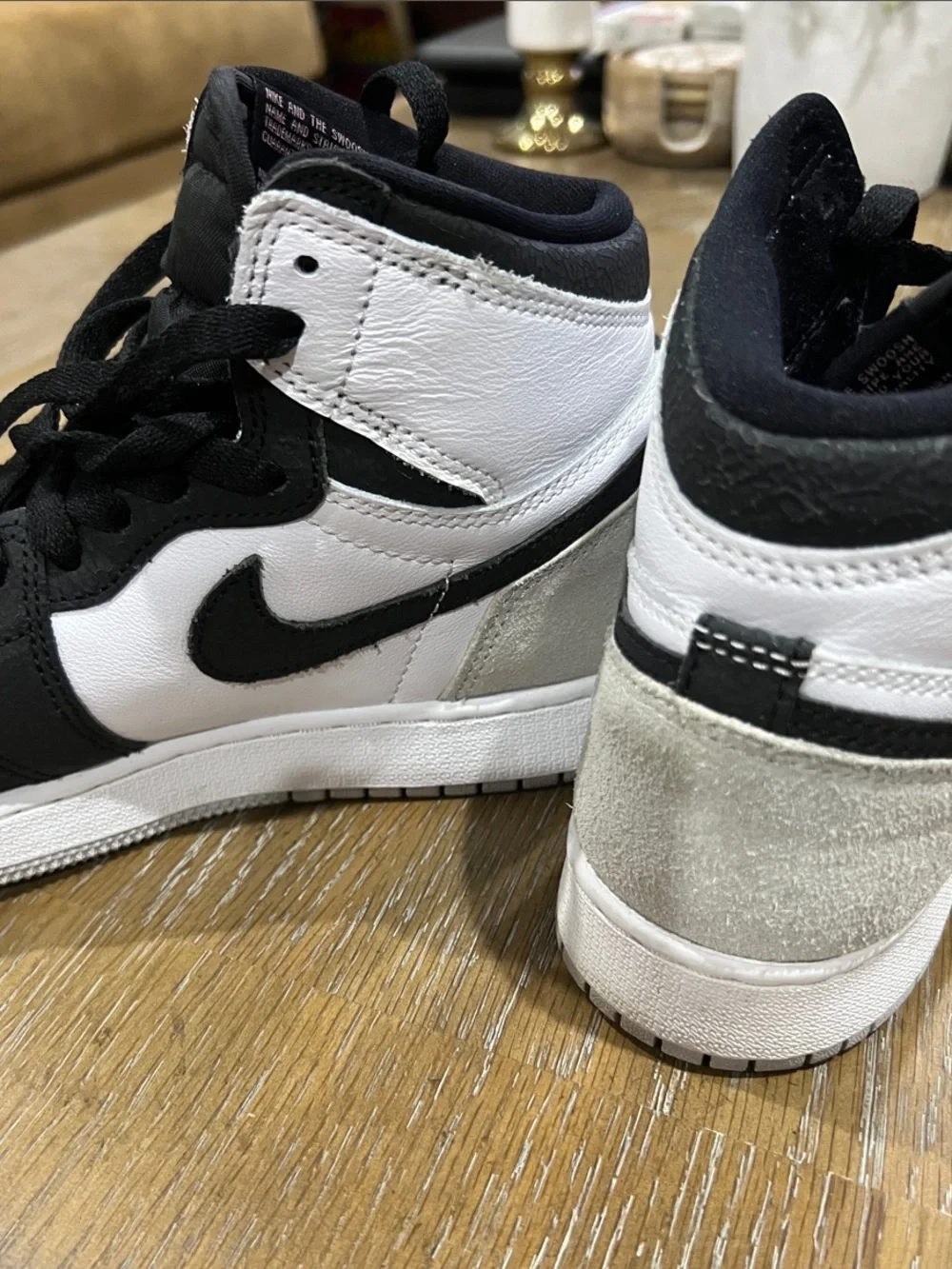 Nike Kids High-Top Sneakers — Black & White with Pink Accent